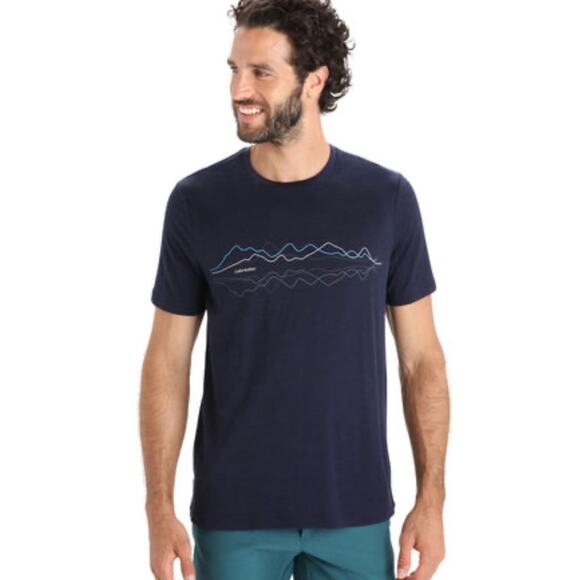 Icebreaker Tech Lite T-Shirt Mens XL Heathered Navy New Zealand 150 Merino - Picture 1 of 9
